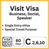 visit visa business visa social visa and speaker visa c2, c6, c10